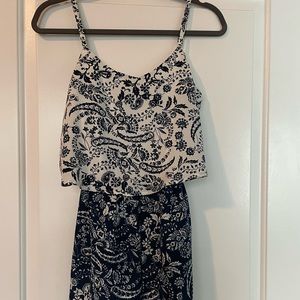 White and Navy Blue Romper